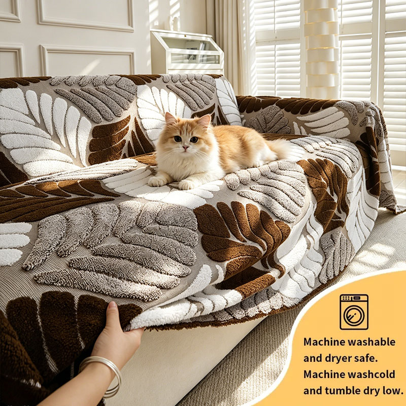 Textured Throw Natural - Housse de canapé tridimensionnelle bicolore, ajoutant