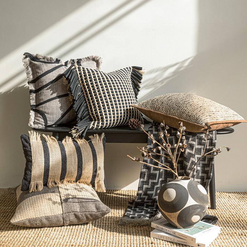 Textured Throw Natural - Housse de coussin épaisse tissée de
