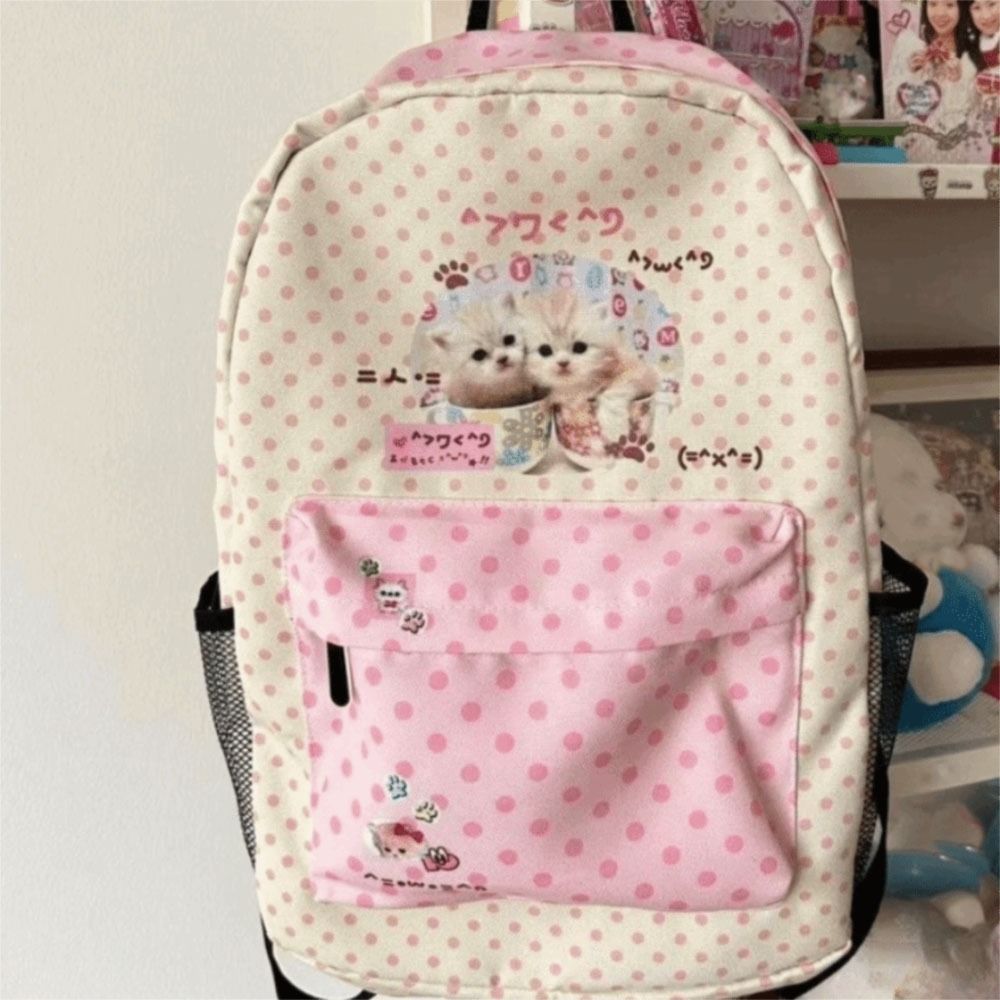 Interior Design Handbook - Kawaii contraste couleur chat Dot sacs