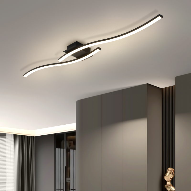 Interior Design Elements - Plafonnier LED noir minimaliste moderne, design