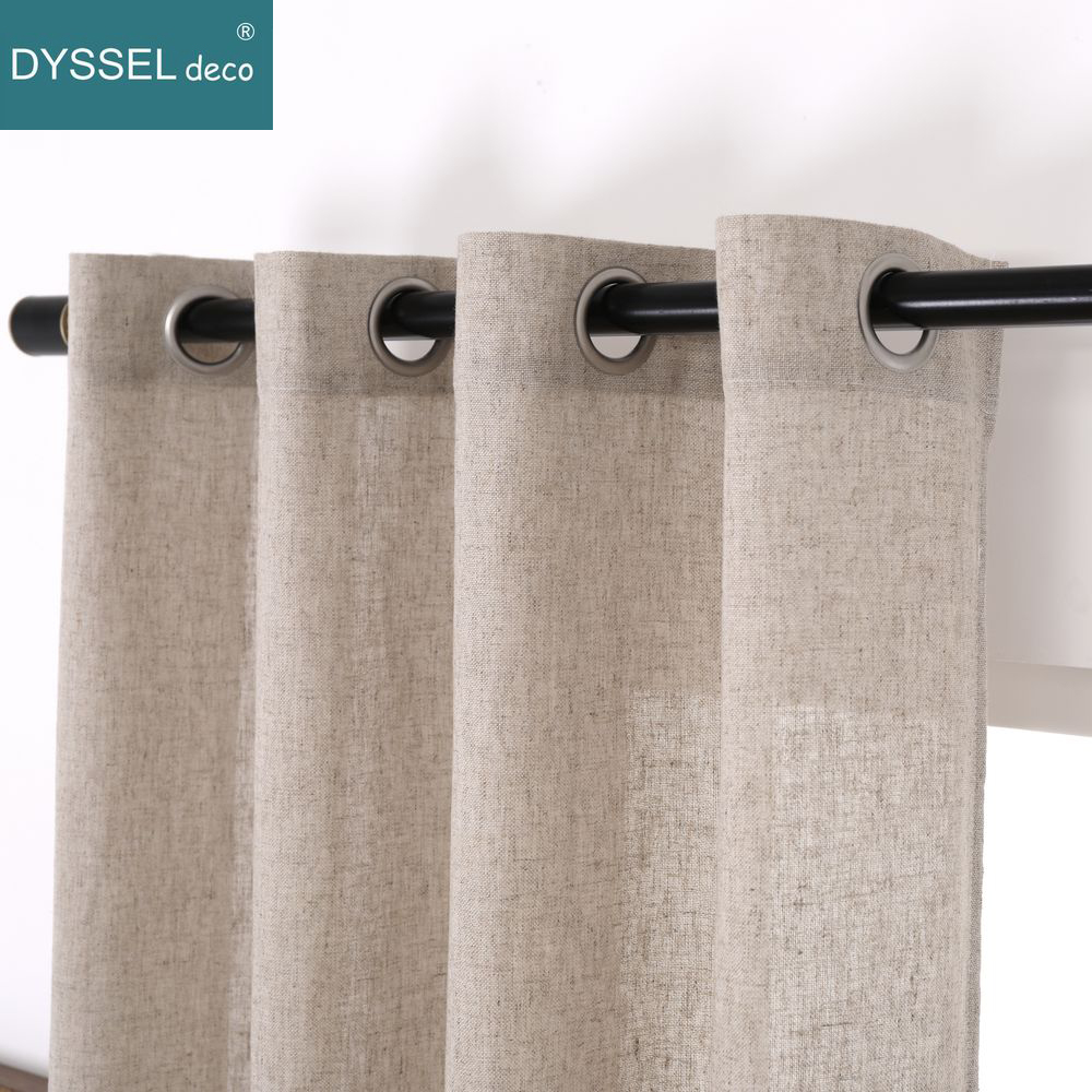 Linen Curtain Eyelet - Rideau de fenêtre décoratif solide Anti-UV