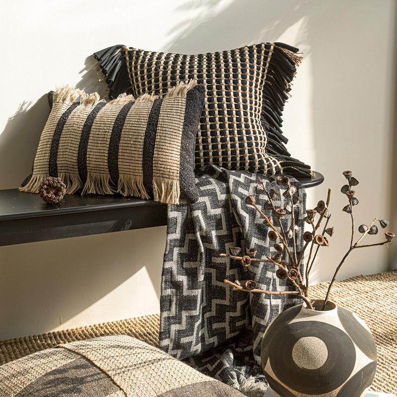 Housse de coussin épaisse tiss - Textured Throw Natural avis et prix