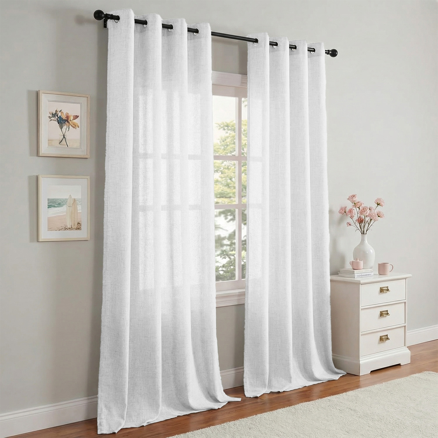 1 pièce, Rideau transparent de - Linen Curtain Eyelet avis et prix