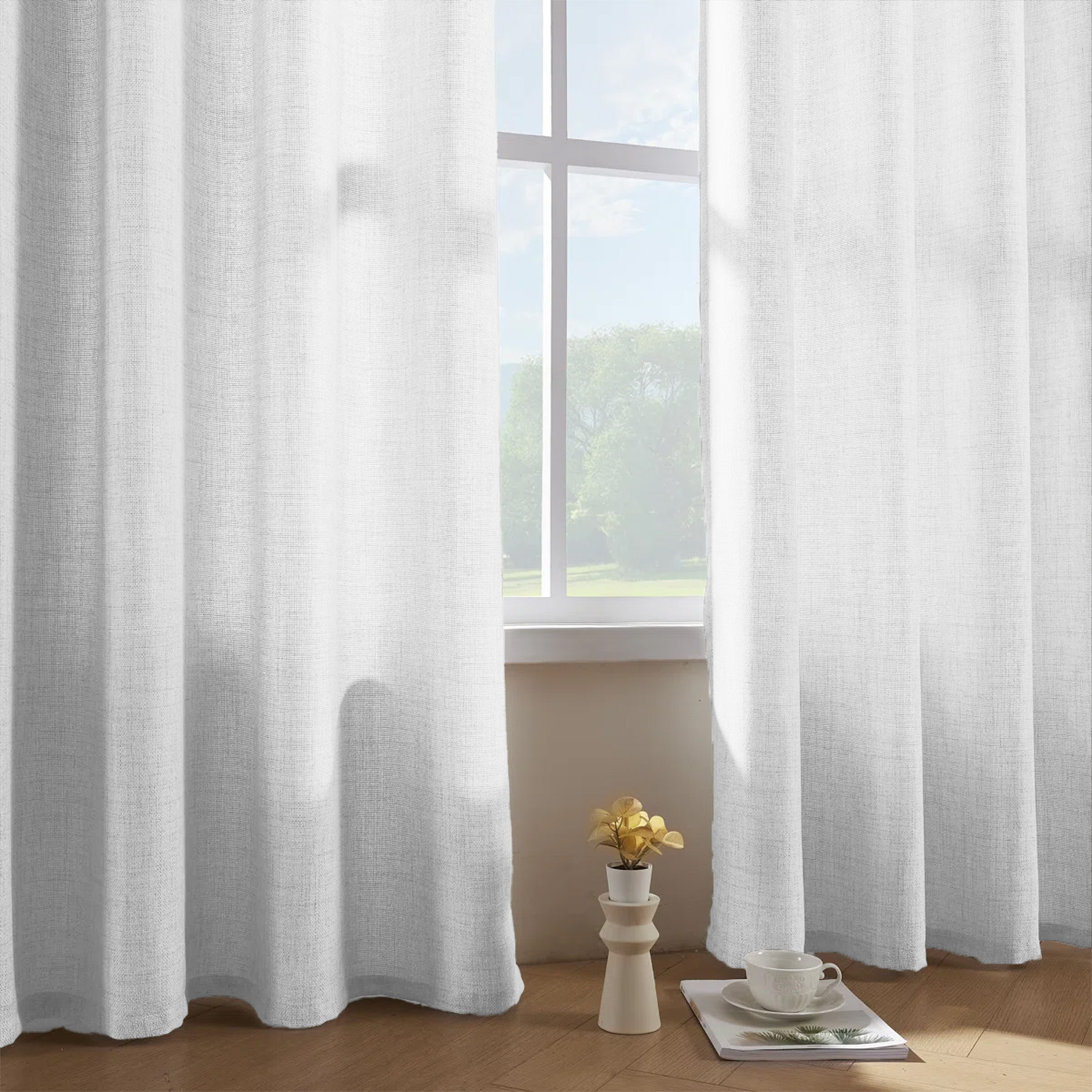 1 pièce, Rideau transparent de - Linen Curtain Eyelet avis et prix